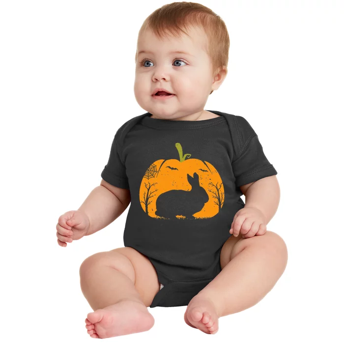 Bunny Cute Halloween Costume Vintage Pumpkin Bunny Lovers Baby Bodysuit