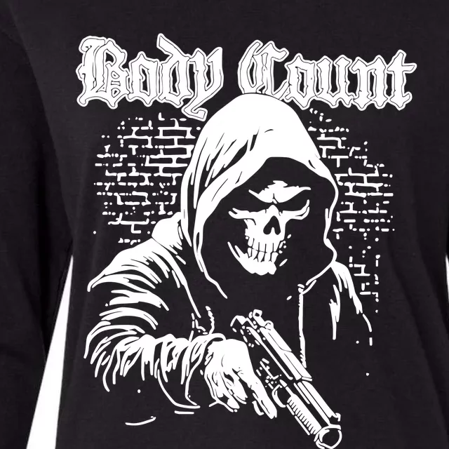 Body Count Hooded Skull Womens Cotton Relaxed Long Sleeve T-Shirt