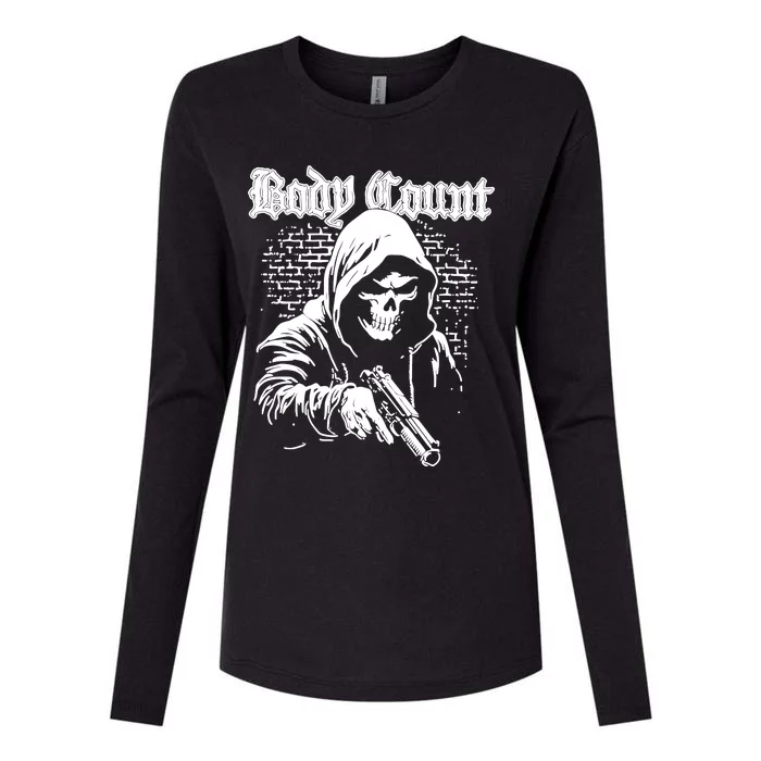 Body Count Hooded Skull Womens Cotton Relaxed Long Sleeve T-Shirt