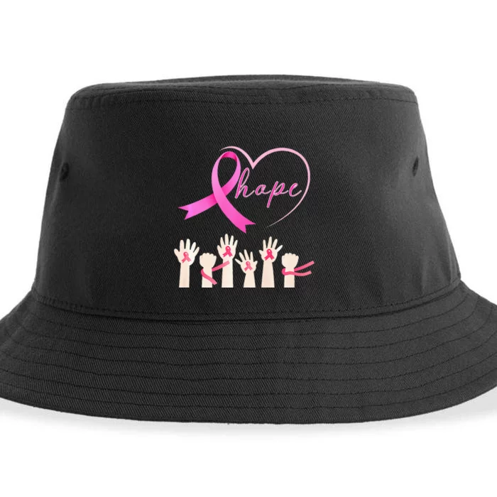 Breast Cancer Hope Heart Ribbon Resilient Hope 2024 Premium Sustainable Bucket Hat