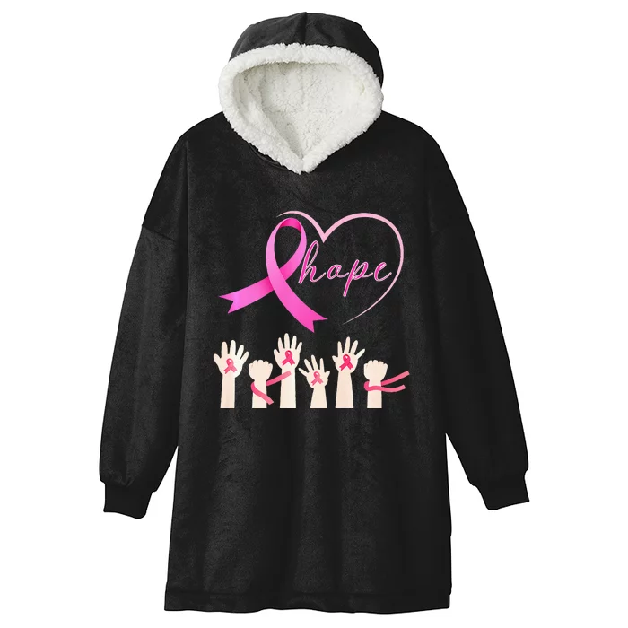 Breast Cancer Hope Heart Ribbon Resilient Hope 2024 Premium Hooded Wearable Blanket