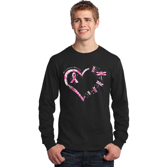 Breast Cancer Heart Dragonflies Awareness Tall Long Sleeve T-Shirt