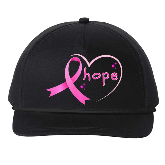 Breast Cancer Hope Ribbon Heart 2024 Awareness Hope Snapback Five-Panel Rope Hat