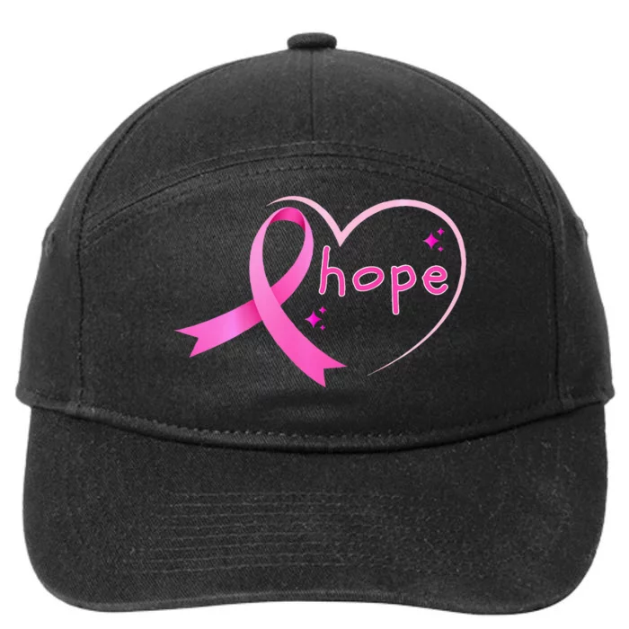 Breast Cancer Hope Ribbon Heart 2024 Awareness Hope 7-Panel Snapback Hat