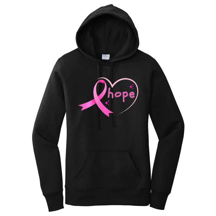 Breast Cancer Hope Ribbon Heart 2024 Awareness Hope Women's Pullover Hoodie