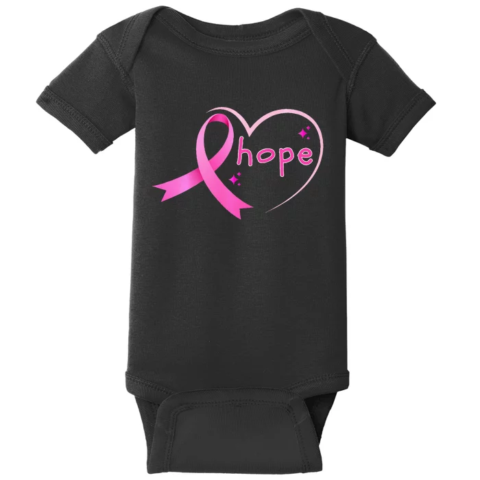 Breast Cancer Hope Ribbon Heart 2024 Awareness Hope Baby Bodysuit