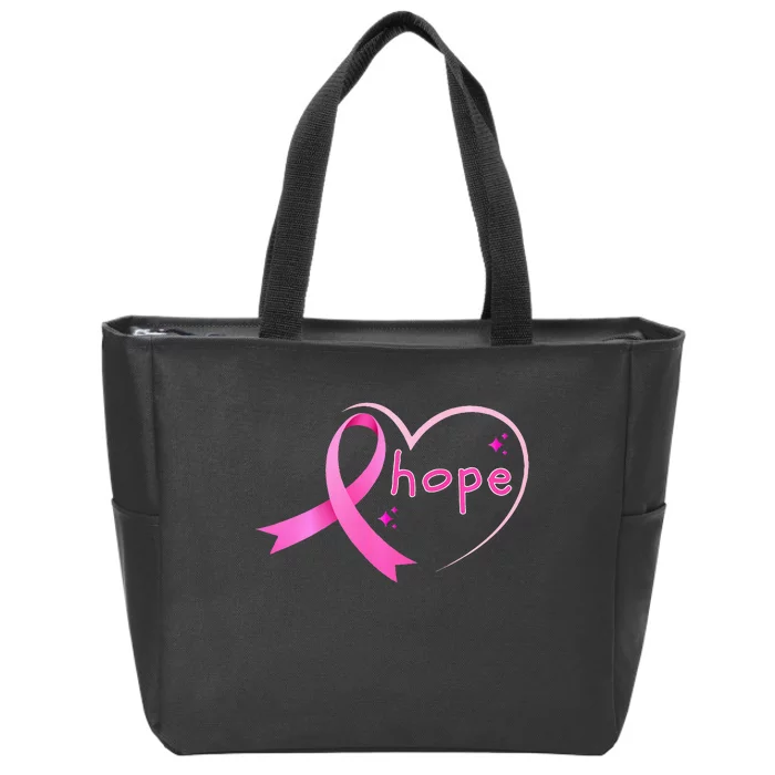 Breast Cancer Hope Ribbon Heart 2024 Awareness Hope Zip Tote Bag