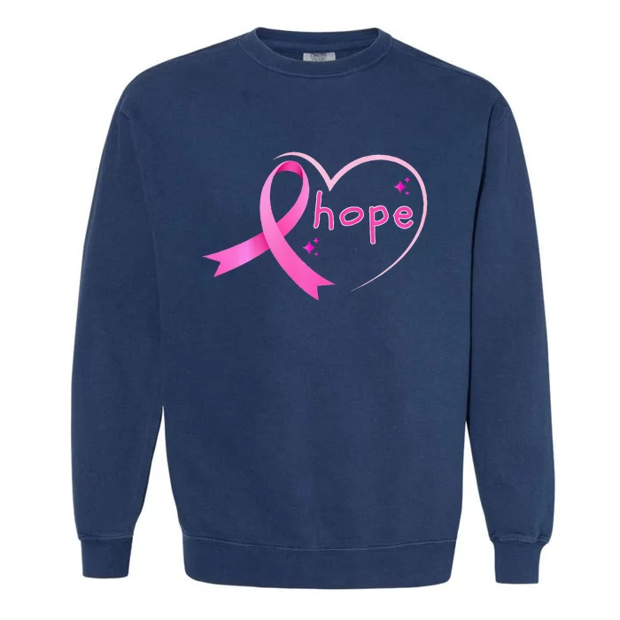 Breast Cancer Hope Ribbon Heart 2024 Awareness Hope Garment-Dyed Sweatshirt