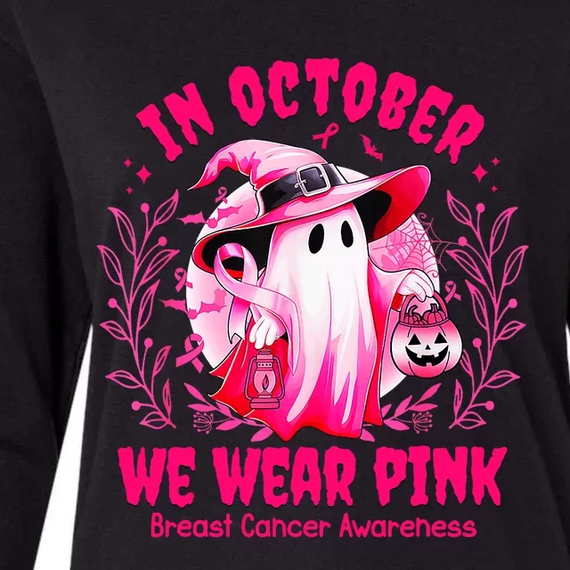 Breast Cancer In October We Wear Halloween Womens Cotton Relaxed Long Sleeve T-Shirt