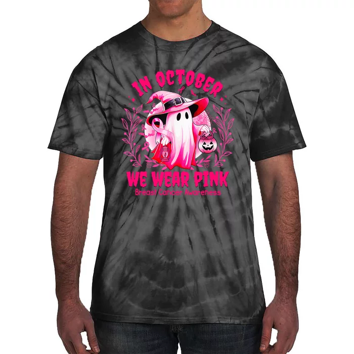 Breast Cancer In October We Wear Halloween Tie-Dye T-Shirt