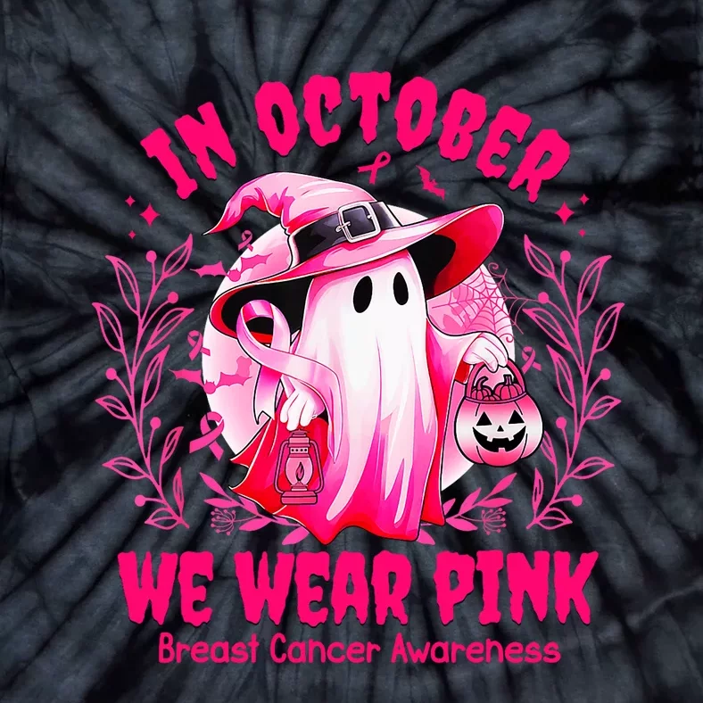 Breast Cancer In October We Wear Halloween Tie-Dye T-Shirt