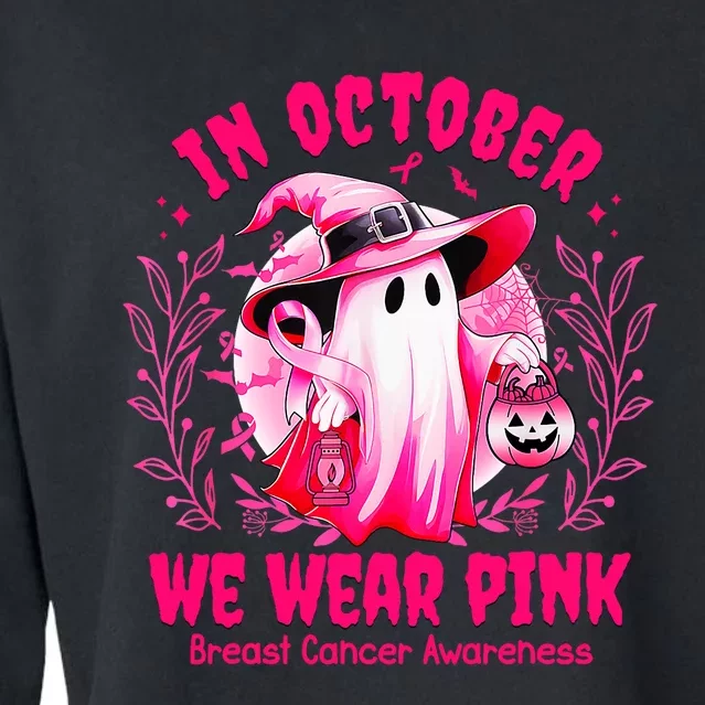 Breast Cancer In October We Wear Halloween Cropped Pullover Crew