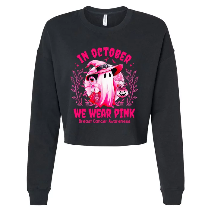 Breast Cancer In October We Wear Halloween Cropped Pullover Crew