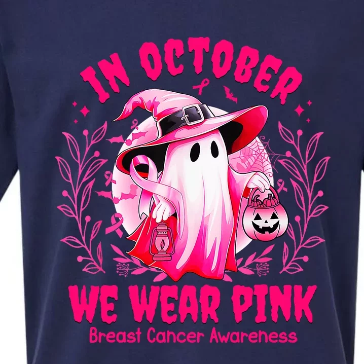 Breast Cancer In October We Wear Halloween Sueded Cloud Jersey T-Shirt