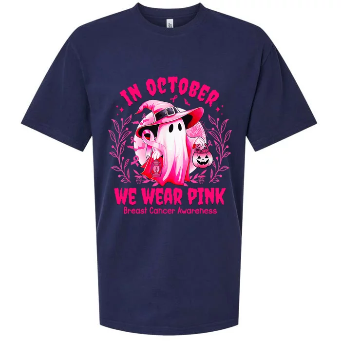 Breast Cancer In October We Wear Halloween Sueded Cloud Jersey T-Shirt