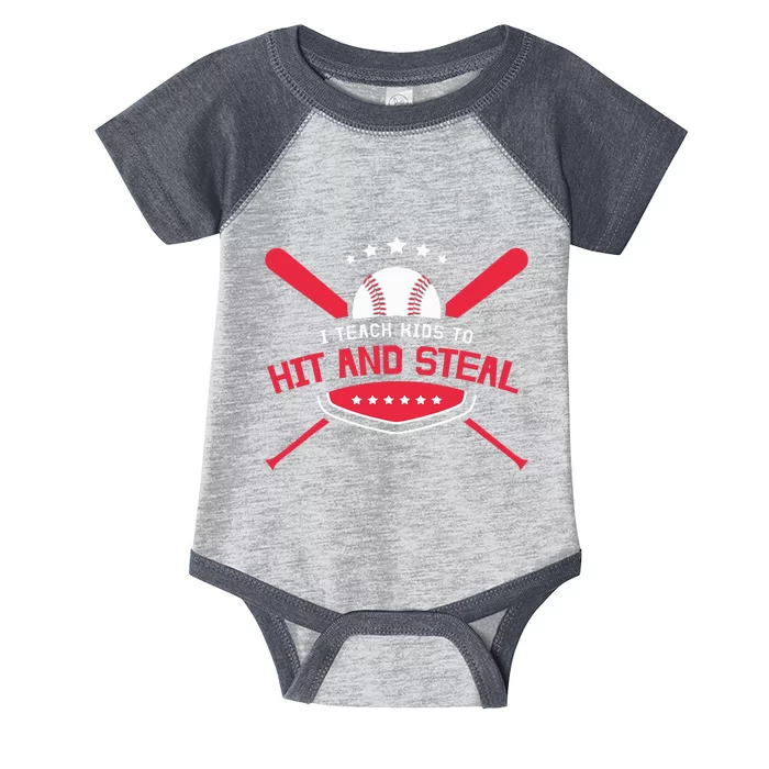 Baseball Coach I Teach To Hit And Steal Infant Baby Jersey Bodysuit