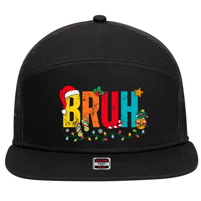 Bruh Christmas In July Summer Beach Vacation 7 Panel Mesh Trucker Snapback Hat