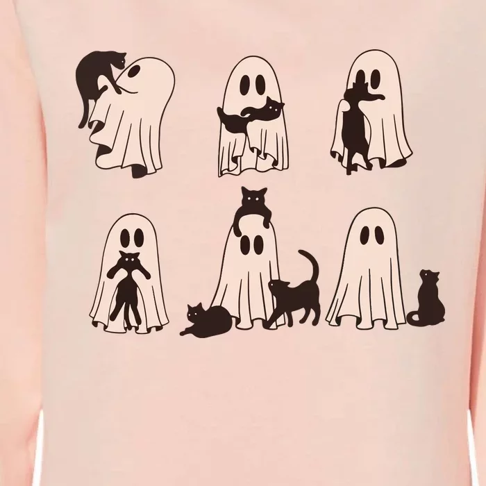 Black Cats In Ghost Costume Cute Ghost Cat Halloween Womens California Wash Sweatshirt