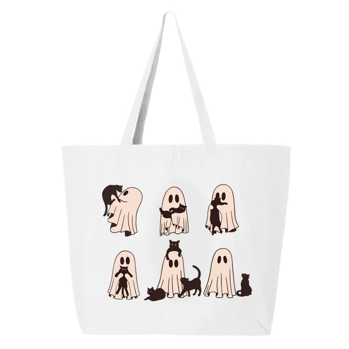 Black Cats In Ghost Costume Cute Ghost Cat Halloween 25L Jumbo Tote