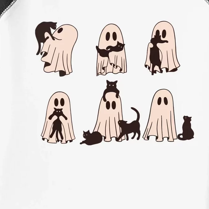 Black Cats In Ghost Costume Cute Ghost Cat Halloween Infant Baby Jersey Bodysuit