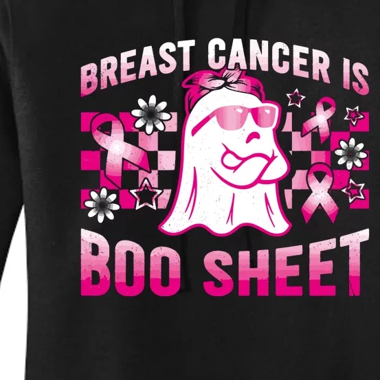 Breast Cancer Is Boo Sheet Halloween Breast Cancer Awareness Women's Pullover Hoodie