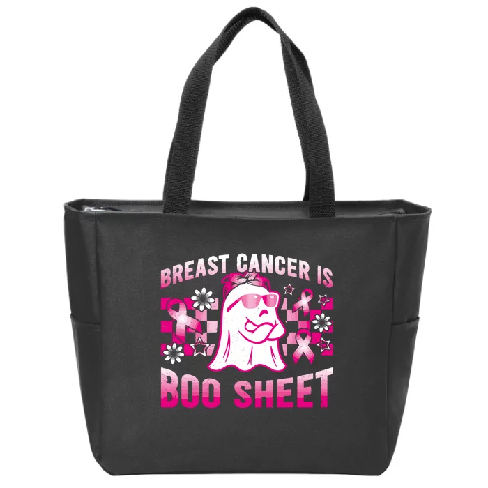 Breast Cancer Is Boo Sheet Halloween Breast Cancer Awareness Zip Tote Bag