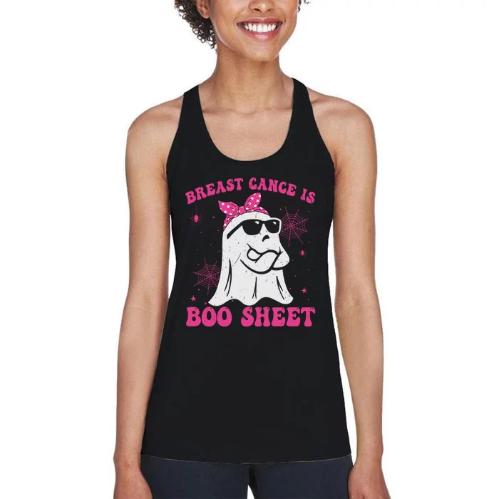 Breast Cancer Is Boo Sheet Halloween Breast Cancer Awareness Women's Racerback Tank