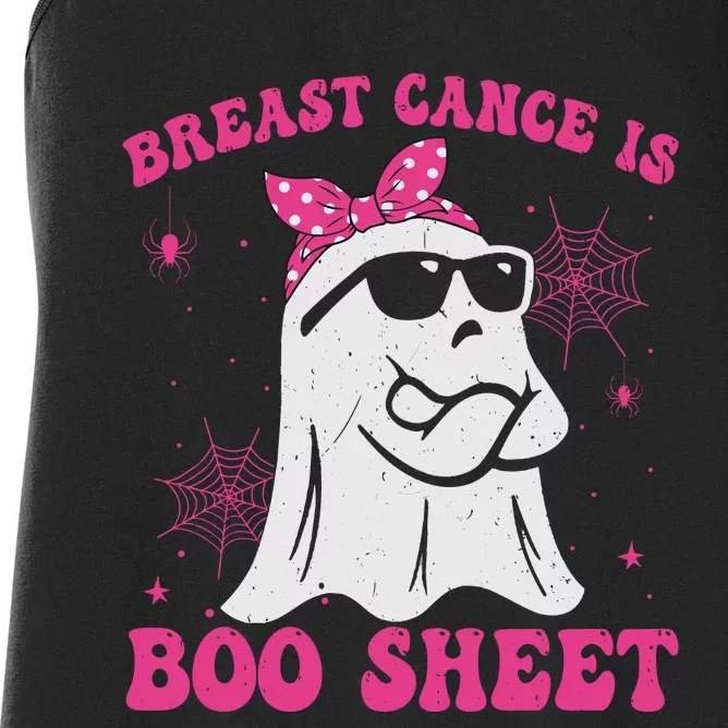 Breast Cancer Is Boo Sheet Halloween Breast Cancer Awareness Women's Racerback Tank