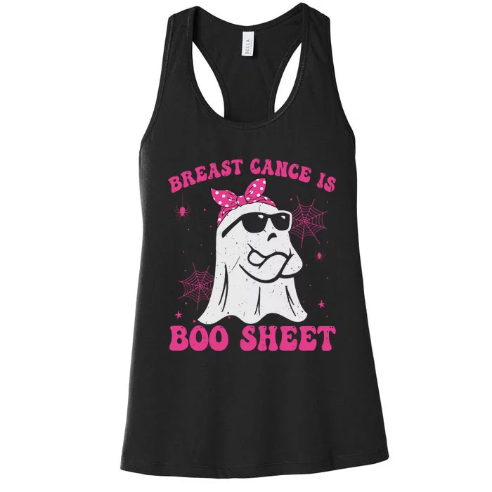 Breast Cancer Is Boo Sheet Halloween Breast Cancer Awareness Women's Racerback Tank