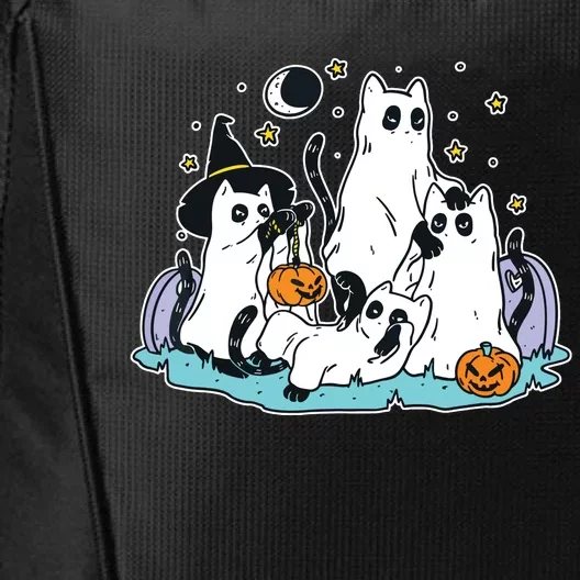 Black Cats In Ghost Costume Cute Women And Halloween City Backpack