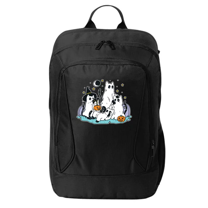 Black Cats In Ghost Costume Cute Women And Halloween City Backpack