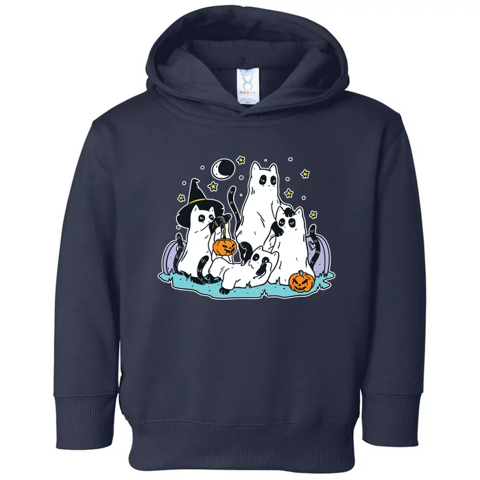 Black Cats In Ghost Costume Cute Women And Halloween Toddler Hoodie