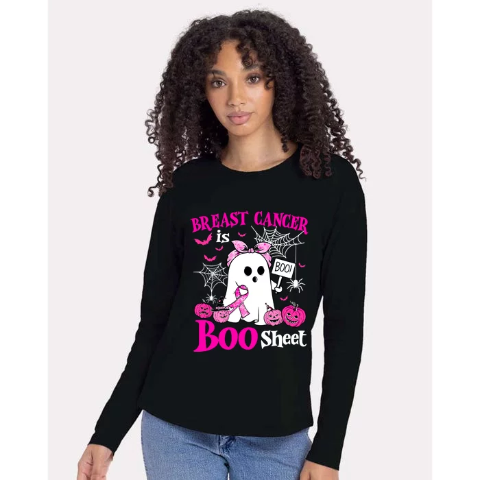 Breast Cancer Is Boo Sheet Halloween Breast Cancer Awareness Womens Cotton Relaxed Long Sleeve T-Shirt