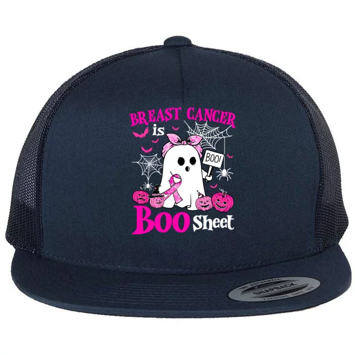 Breast Cancer Is Boo Sheet Halloween Breast Cancer Awareness Flat Bill Trucker Hat