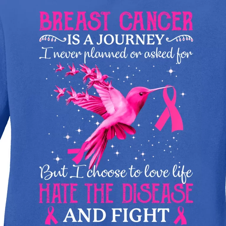 Breast Cancer Is A Journey Cancer Awareness Support Squad Gift Ladies Long Sleeve Shirt