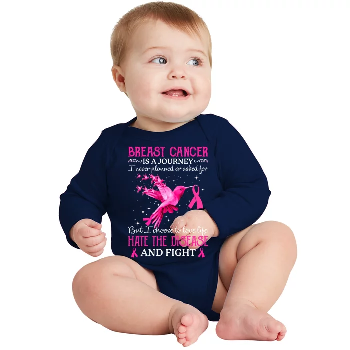 Breast Cancer Is A Journey Cancer Awareness Support Squad Gift Baby Long Sleeve Bodysuit