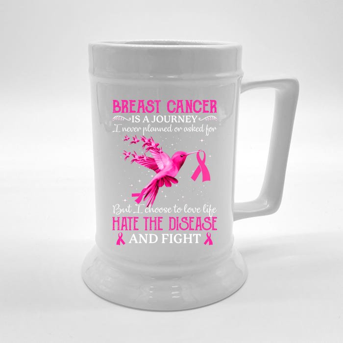 Breast Cancer Is A Journey Cancer Awareness Support Squad Gift Front & Back Beer Stein