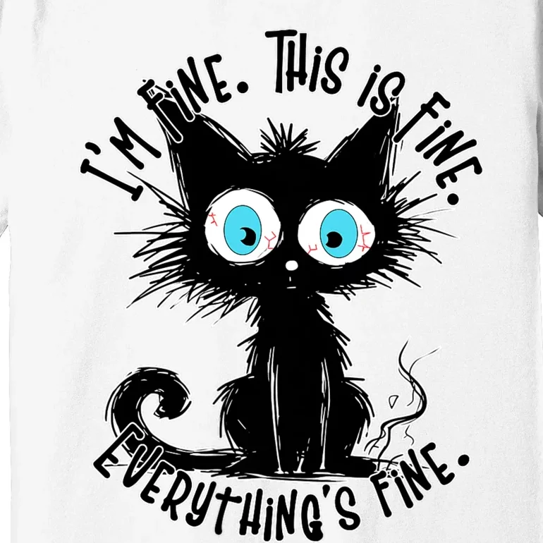 Black Cat Its Fine Im Fine Everything Is Fine Funny Premium T-Shirt