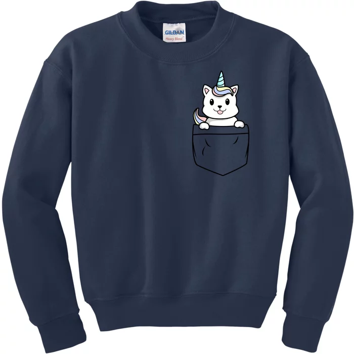 Baby Caticorn In Pocket Kids Sweatshirt