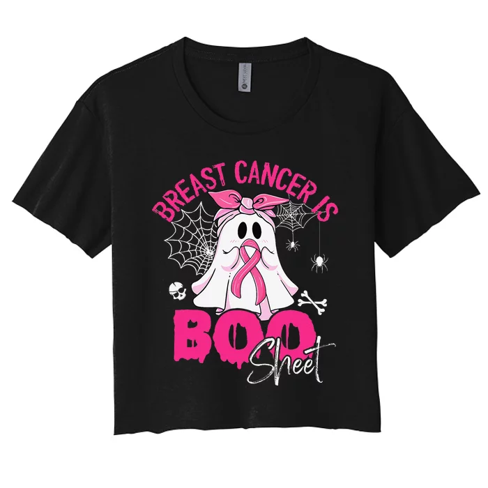 Breast Cancer Is Ghost Sheet P.Ink Breast Cancer Awareness Gift Women's Crop Top Tee