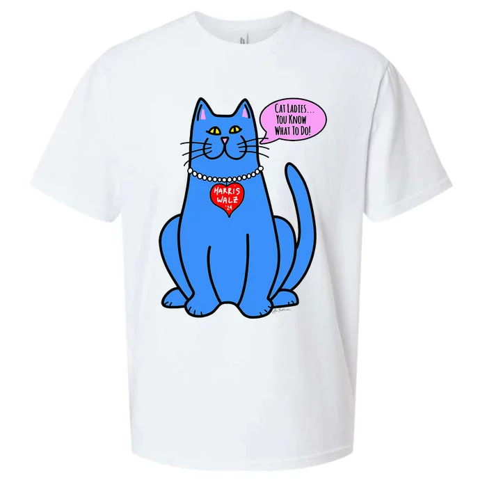 Blue Cat In Pearls Harris Walz 24 Sueded Cloud Jersey T-Shirt