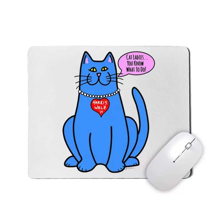 Blue Cat In Pearls Harris Walz 24 Mousepad