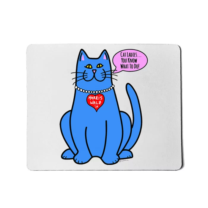 Blue Cat In Pearls Harris Walz 24 Mousepad