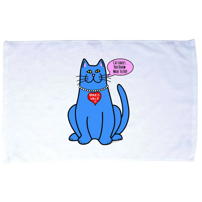 Blue Cat In Pearls Harris Walz 24 Microfiber Hand Towel