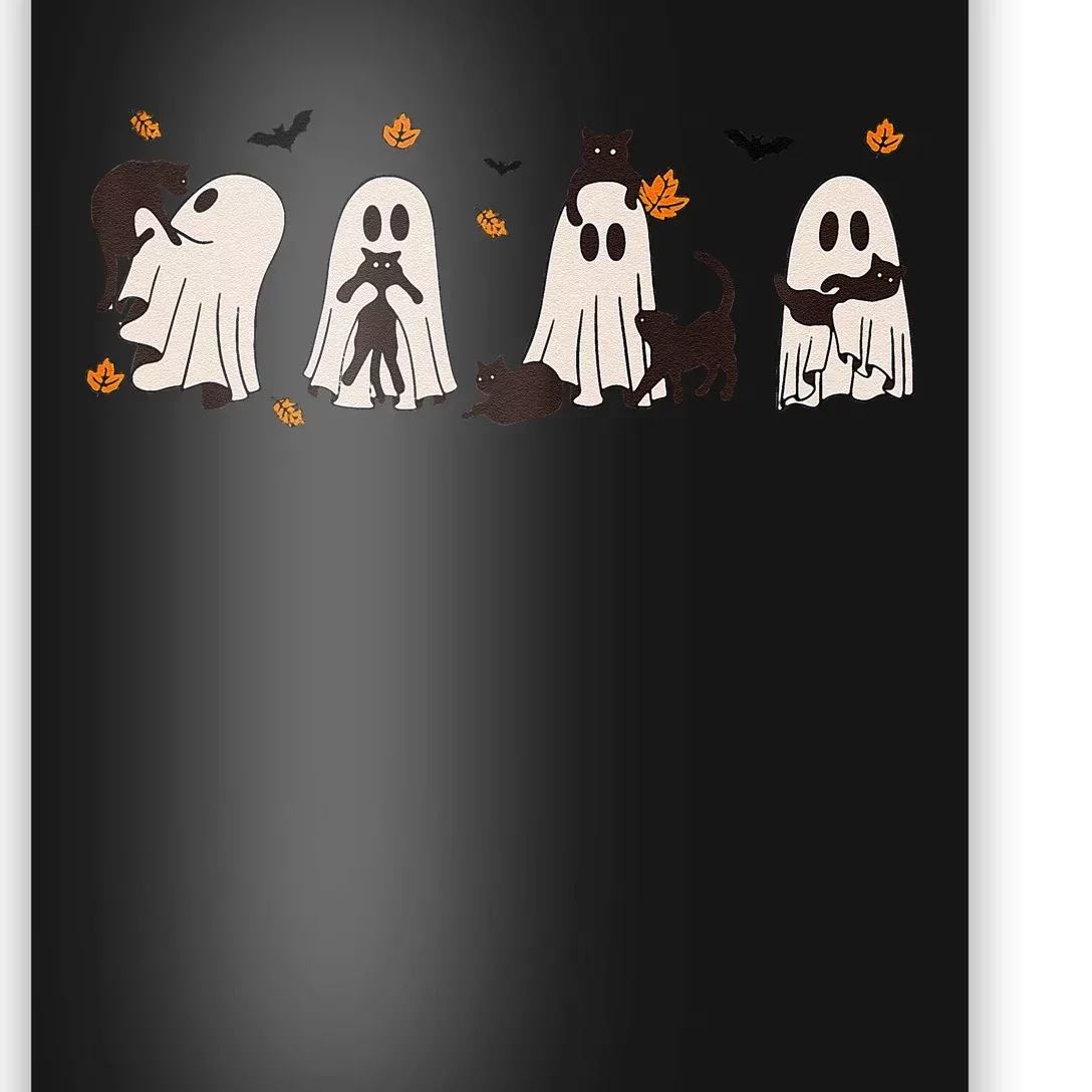 Black Cats In Cute Ghost Cat Halloween Gift Poster