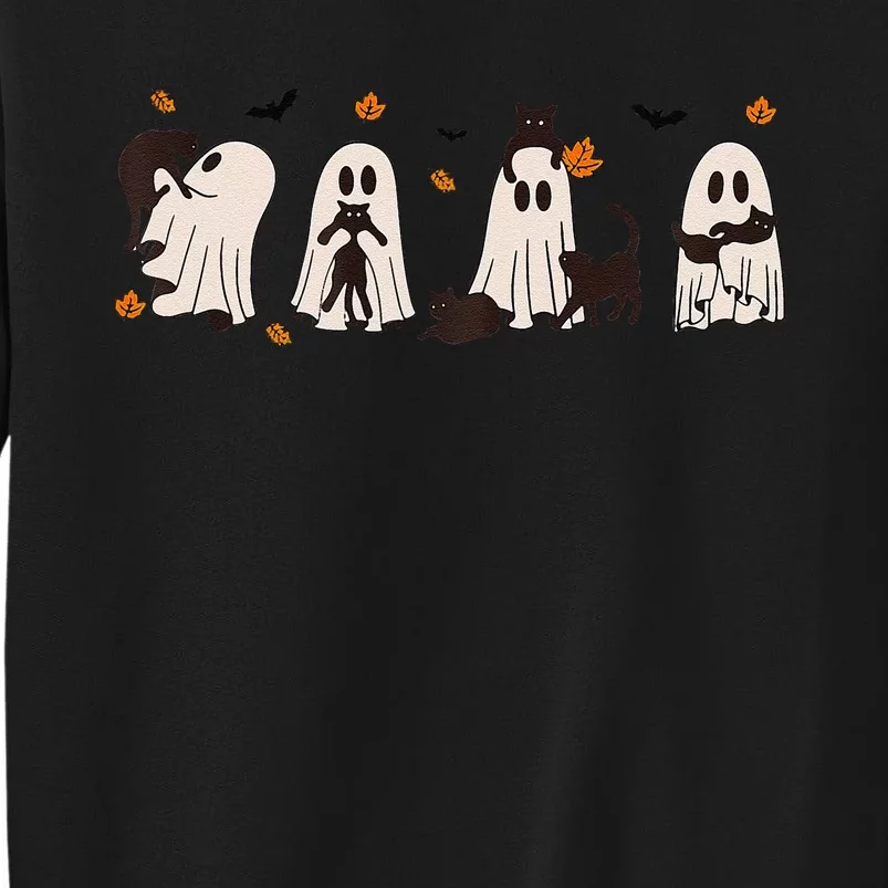 Black Cats In Cute Ghost Cat Halloween Gift Tall Sweatshirt