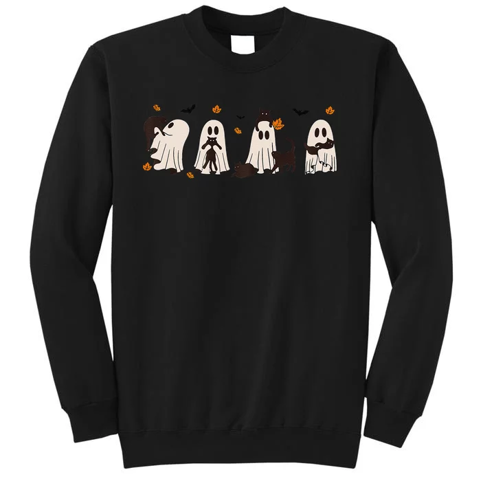 Black Cats In Cute Ghost Cat Halloween Gift Tall Sweatshirt