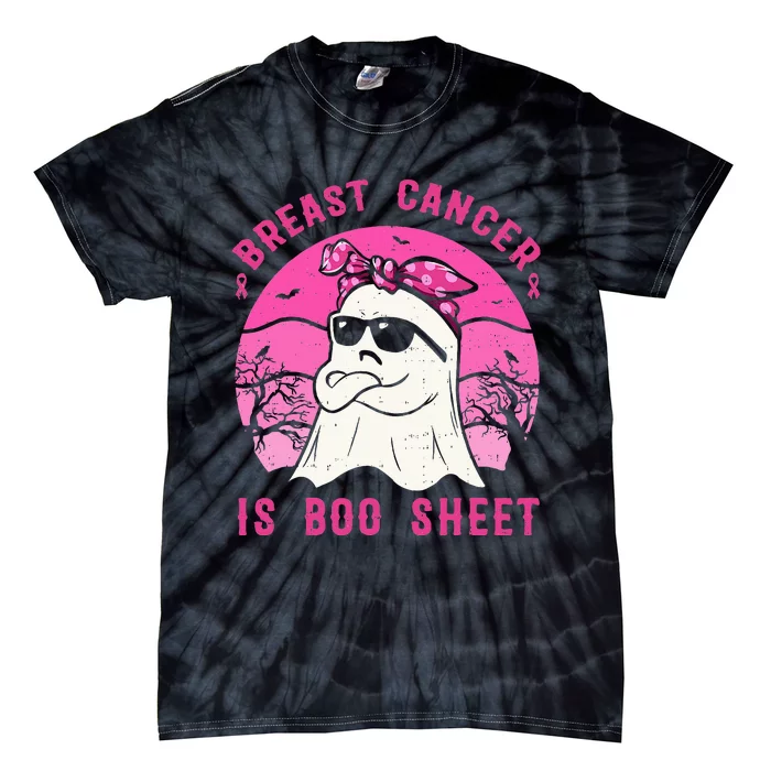 Breast Cancer Is Boo Sheet Breast Cancer Warrior Halloween Tie-Dye T-Shirt