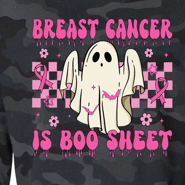 Breast Cancer Is Boo Sheet Halloween Breast Cancer Awareness Cropped Pullover Crew