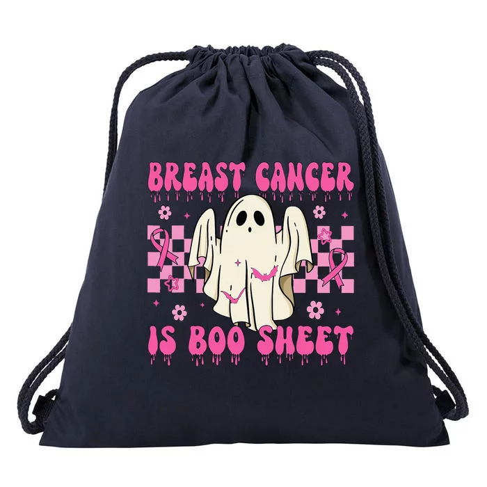 Breast Cancer Is Boo Sheet Halloween Breast Cancer Awareness Drawstring Bag